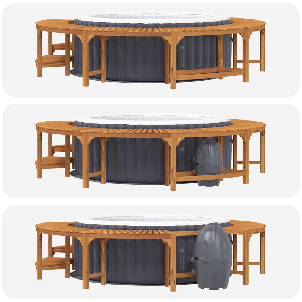 Obložení vířivky Hnědá Ø275 x 55,5 cm Masivní akátové dřevo - obrázek 14