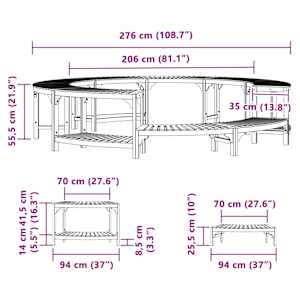 Obložení vířivky Hnědá Ø275 x 55,5 cm Masivní akátové dřevo - obrázek 15